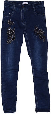 Джинсы Beren Style с цветами утепленные р.122-128 2143 