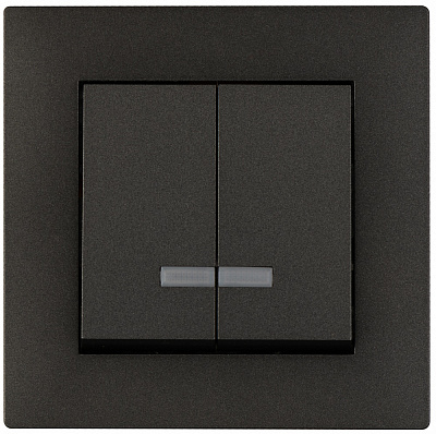 Выключатель двухклавишный Makel Rizz с подсветкой дымчатый 88050023