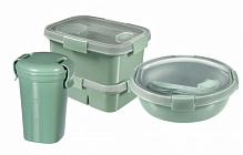 Набор контейнеров для пищевых продуктов Smart eco line 600 мл + 300 мл + 1 л + 1,2 л + чашка 600 мл зеленый Curver