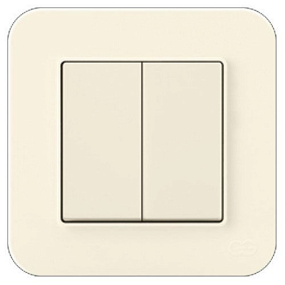 Вимикач Gunsan двоклавішний RADIUS без підсвітки 10 А 250В кремовий 01 37 12 00 100 103