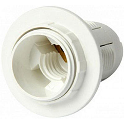 Патрон пластиковый E.Next E14 с гайкой белый