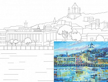 Полотно Етюд на картоні з контуром Міста Київ 30х40 бавовна акрил GPA284206