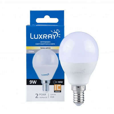 Лампа світлодіодна Luxray 9 Вт G45 матова E14 220 В 3000 К