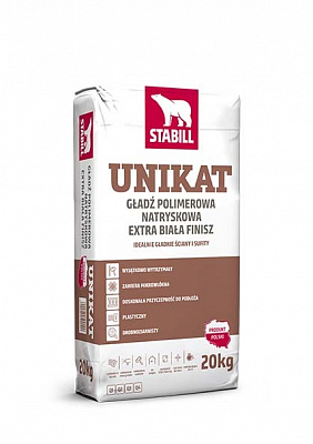 Шпаклевка STABILL полимерно-гипсовая финишная UNIKAT, экстра-белая, 20кг
