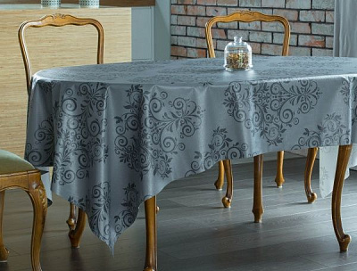 Скатерть Премиум 140x200 см серый с узором 