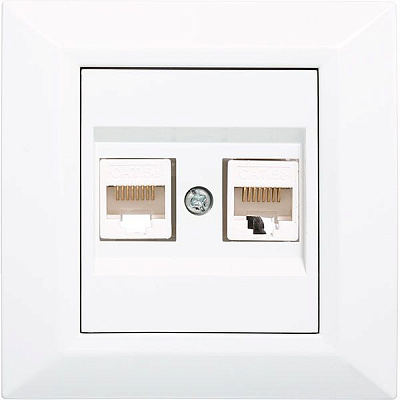 Розетка компьютерная двойная UP! (Underprice) Vesta без потери сигнала белый