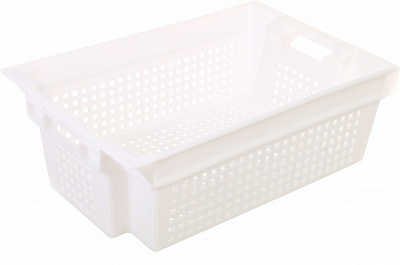 Ящик Полімерцентр поворотний 180 перфорований 600х400х200 мм білий