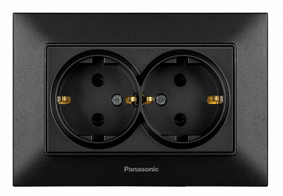 Розетка подвійна побутова із заземленням Panasonic Arkedia Slim IP22 480200276