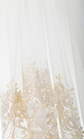 Тканина тюлева Scarlett Tasluja 717678/8002 вишивка на сітці купон 285 см білий із золотим 