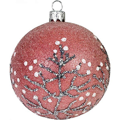 Шарик новогодний 6169 розовый 80 мм