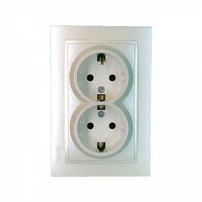 Розетка двойная с заземлением Mono Despina IP20 жемчуг 102-252504-120