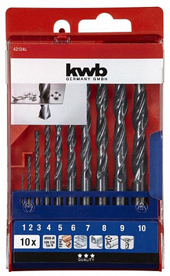 Набор сверл по металлу KWB HSS DIN 338 D 2-8мм 10 шт.