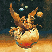 Картина за номерами Завойовниця космосу з фарбами металiк Ідейка 
