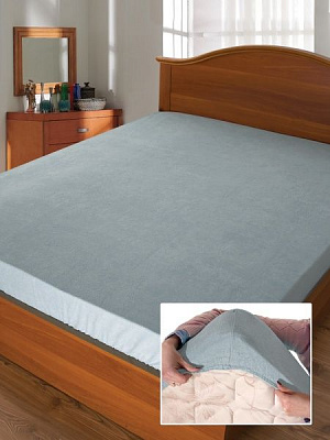 Простынь на резинке Дизайн 8 (махровое) 200x90 см серый Ярослав 