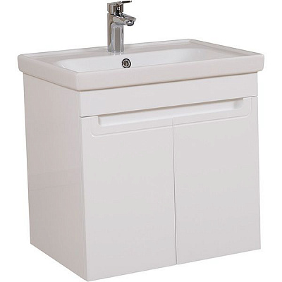 Тумба подвесная Aqua Rodos Омега с умывальником Frame 60 см белая