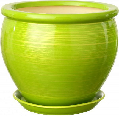 Горшок керамический Ориана-Запорожкерамика Вьетнам №3 глянец круглый 5л салатовый (011-3-122) 