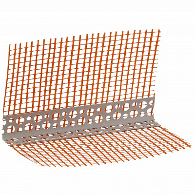 Кутник ПВХ фасадний перфорований з сіткою ШТУКАТУР 100х100 мм 3,0 м