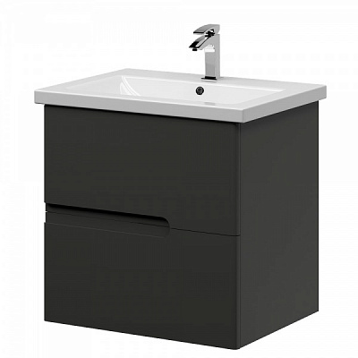 Тумба подвесная Aquarius Silver графит с умывальником Комо 60