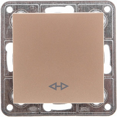 Переключатель одноклавишный перекрестный одноклавишный LXL Tesla без подсветки бронзовый 3530A champagne