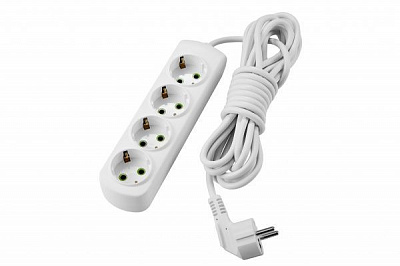 Удлинитель Lezard с заземлением 4 гн. белый 3 м 721-0403-401 