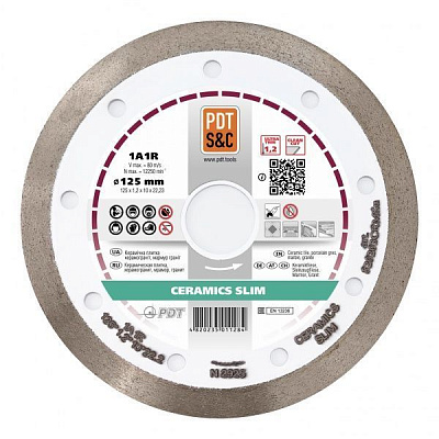 Диск алмазний відрізний PDT 1A1R CERAMICS SLIM 125x1,2x22,2 граніт, мармур, керамограніт, кераміка, плитка 820203CRMSu