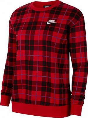 Джемпер Nike W NSW CREW FLC AOP PLAID CI5041-657 р. L красный