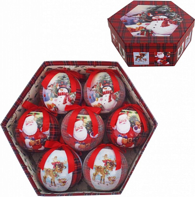 Набор елочных шаров в подарочной коробке Персонажи красный d7,5 мм 7 шт./уп. 