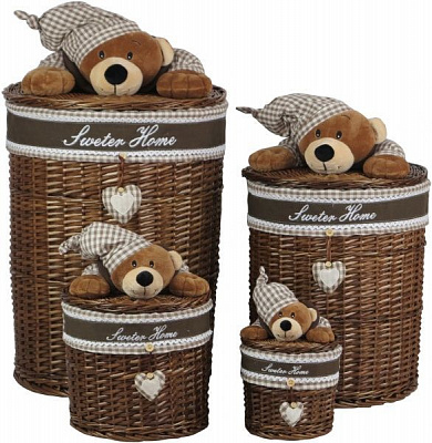 Кошик плетений з текстилем Tony Bridge Basket дитячий 18x18 см JMA16-10RD-4