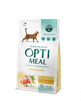 Корм Optimeal для дорослих котів з куркою протеїн м’яса курки, рис, кукурудза, жир курячий, безкісткове м’ясо курки