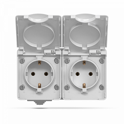 Розетка двойная с заземлением Videx Binera IP65 серый VF-BNW22G-G