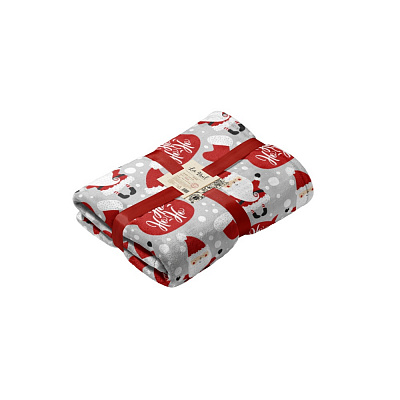 Плед флісовий Cute Santa 200x220 см сірий із червоним La Nuit