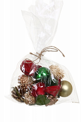 Набор новогоднего декора для творчества шишки шары цветы 18 см зеленый C32450