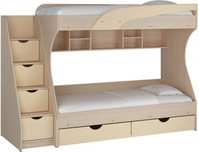 Кровать двухъярусная Пехотин Кадет 80x190 см дуб молочный/ваниль 