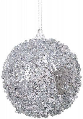 Ялинкова іграшка у формі кулі срібна 8 см