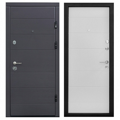 Дверь входная Министерство дверей КС (квартира) грифель горизонт / пломбир горизонт 2050x960 мм правая