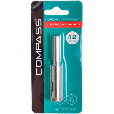 Коронка алмазная Compass по керамограниту 12 мм