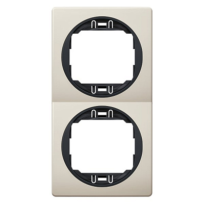 Рамка двухместная Aling-Conel Eon вертикальная бежевый/черный E6711.9E