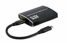 Адаптер Cablexpert USB-C на 2 HDMI (2 независимых экрана)/PD/Аудио 3,5 0,15 м black (A-CM-HDMIF2-01) 