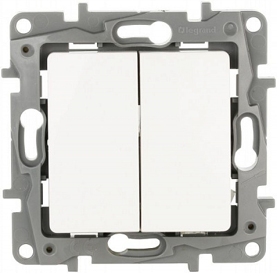 Выключатель двухклавишный Legrand Etika 672202 без подсветки 10 А 230В IP20 белый