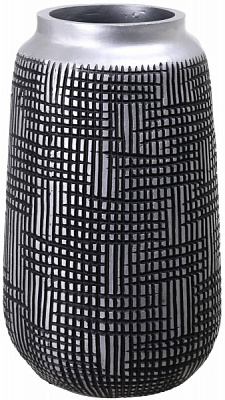 Ваза полирезиновая серая с черным Grey 18,5х18,5х31 см