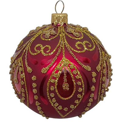 Куля новорічна 9210-3 80 мм червоний