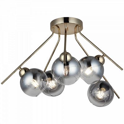 Люстра потолочная Vio Concept by LUCEA Gemo 5x40 Вт Е27 золотой 1560-80-15 