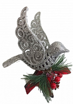 Елочная игрушка Птица E09043S 11 см 