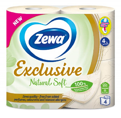 Туалетний папір Zewa Natural Soft чотиришаровий 4 шт.