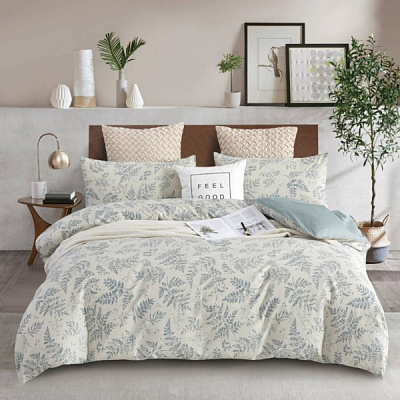 Комплект постельного белья Lentini семейный бежевый с зеленым La Nuit 