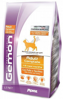 Корм GEMON Cat Adult Chicken з індичкою та куркою 1,5 кг