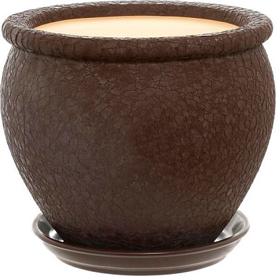 Горщик керамічний Оріана-Запоріжкераміка В'єтнам №3 шовк круглий 5л темний шоколад (011-3-086)
