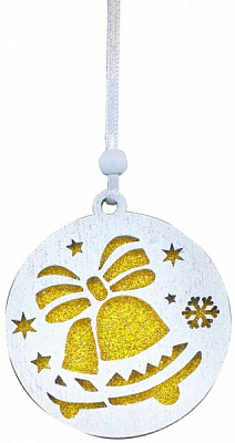 Подвеска Белый шарик со звоночком 9 см белый 1220312