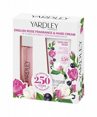 Набор подарочный для женщин Yardley крем для рук 50 мл + туалетная вода 14 мл Роза