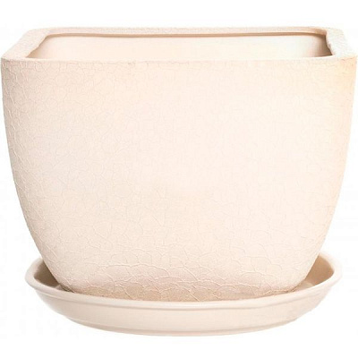 Горщик керамічний Оріана-Запоріжкераміка Ноктюрн №2 шовк бежевий квадратний 4,8л бежевий (106-2-041)